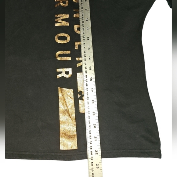 Under Armour Rival Fleece Funnel-Neck Hoodie Womens Foil Metallic Gold Black - Picture 6 of 8